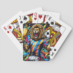 Lion Soccer Champion Trophy Football Victory Playing Cards