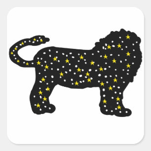 Lion Space Stars Zodiac Square Sticker