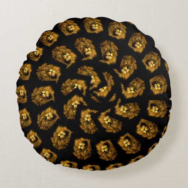 Lion Spiral Pattern Round Cushion (Front)