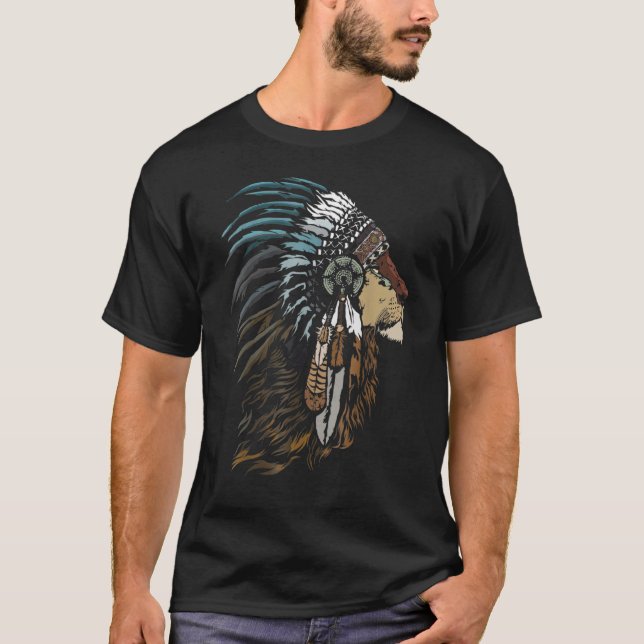 Lion Spirit Animal Totem Indigenous Native America T-Shirt (Front)