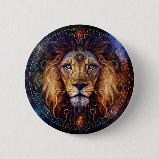 Lion Spirit Mandala Visionary Art 6 Cm Round Badge (Front)