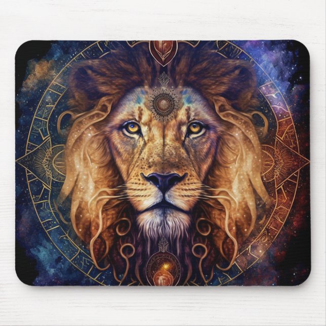 Lion Spirit Mandala Visionary Art Mouse Mat (Front)