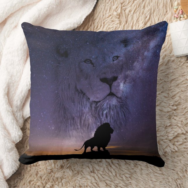 Lion Spirit & Silhouette African Sunset  Cushion (Blanket)