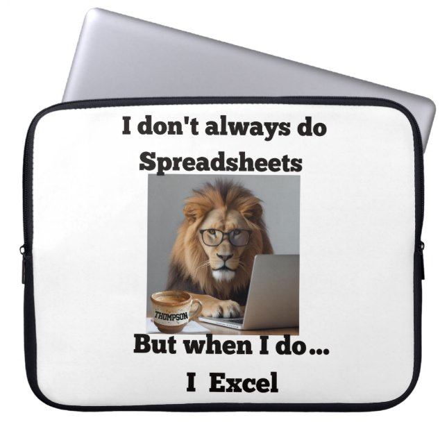 Lion spreadsheet office laptop sleeve (Front)