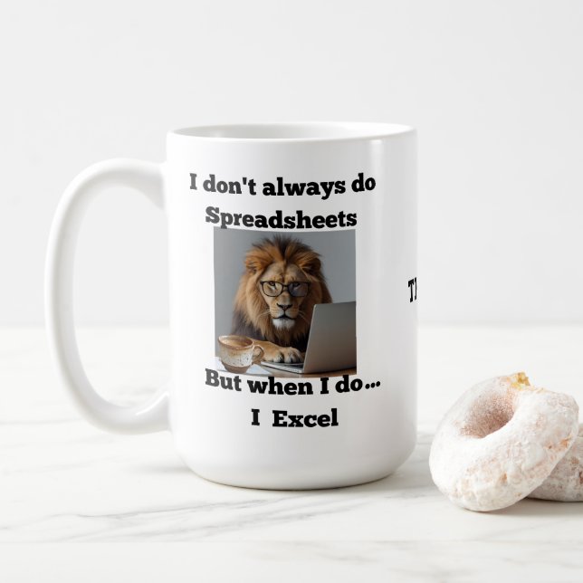 lion spreadsheet office Mug (With Donut)