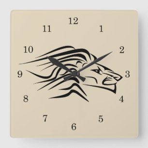 Lion - square wall clock
