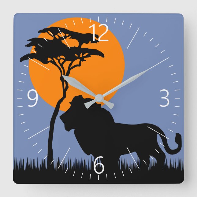 Lion Square Wall Clock (Front)
