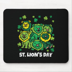 Lion St Patricks Day Cute Animal Shamrock Clover Mouse Mat