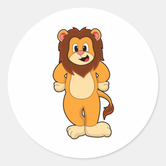 Lion standing classic round sticker (Front)