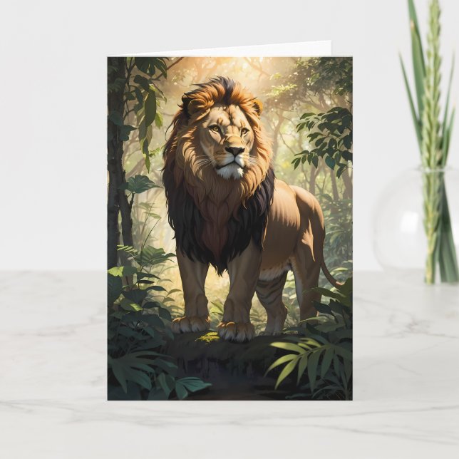 Lion standing proud in Jungle | Card (Front)