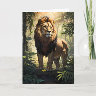 Lion standing proud in Jungle Card