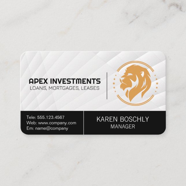 Lion Stars Logo | Finance Business Card (Front)