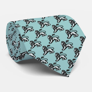 Lion Statant - Black with Shades of Lt Blue Green Tie