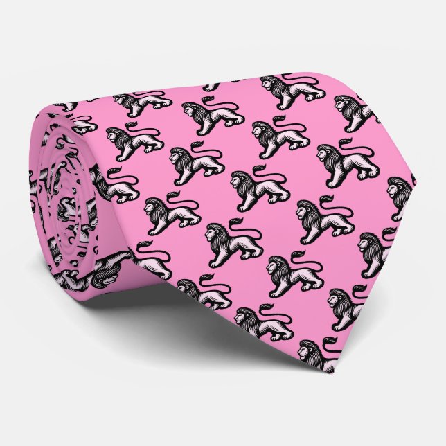 Lion Statant - Black with Shades of Pink Tie (Rolled)