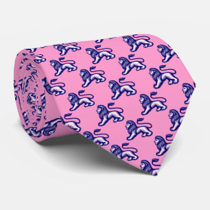 Lion Statant - Deep Navy with Shades of Pink Tie