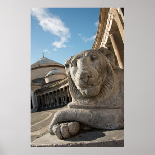 Lion statue in front of San Francesco di Paola Poster