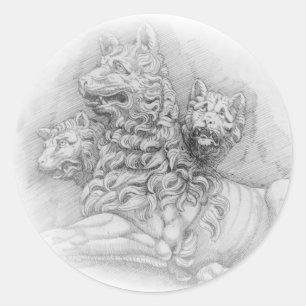 Lion statue study - Pierre Jacques sticker