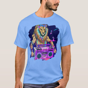 Lion Stereo Techno Cool Lion Dj Music Retro1655 T-Shirt