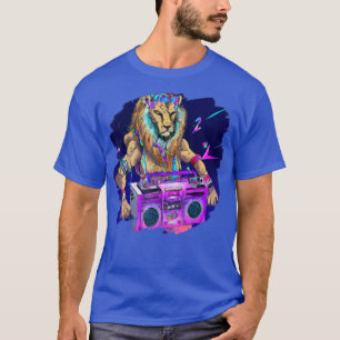 Lion Stereo Techno Cool Lion Dj Music Retro 1648 T-Shirt