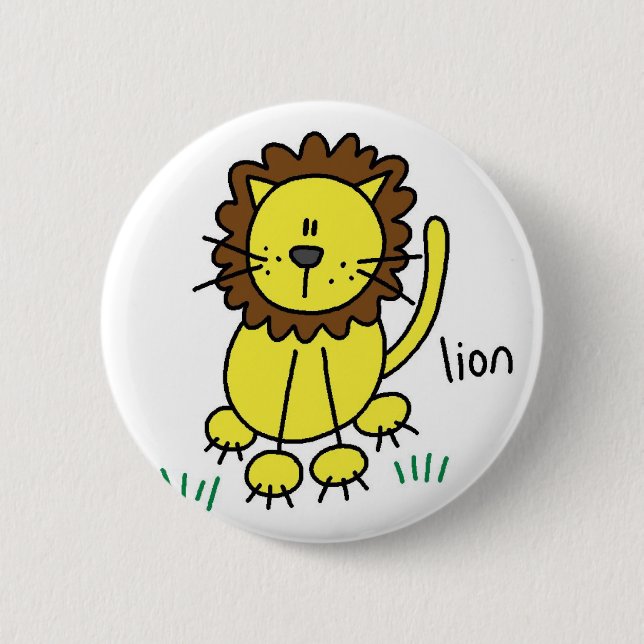 Lion Stick Figure Button (Front)