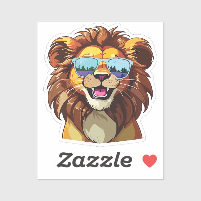 Lion Sticker with Aviator Sunglasses  (Sheet)