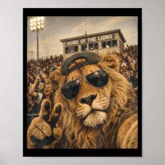 Lion Student Funny Meme Selfie Vintage Home Game Poster