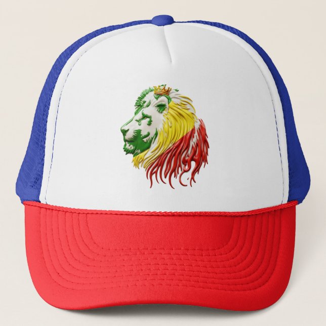 LION STYLE JAMAICAN KING TRUCKER HAT (Front)