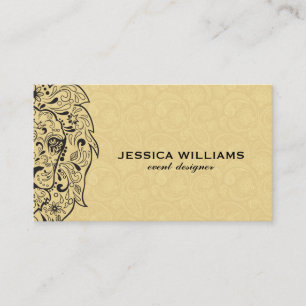Lion Sugar Skull & Beige Paisley Business Card