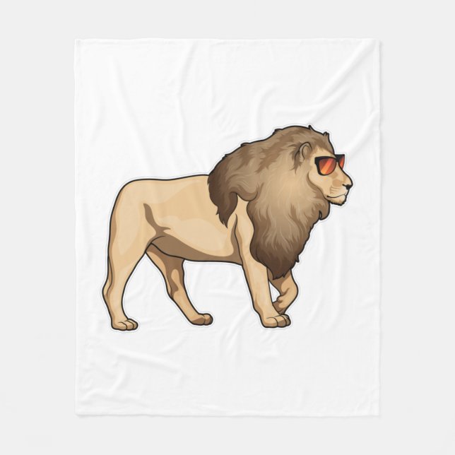 Lion Sunglasses Fleece Blanket (Front)