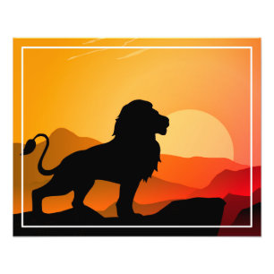 Lion Sunset Silhouette Illustration-34654 Photo Print