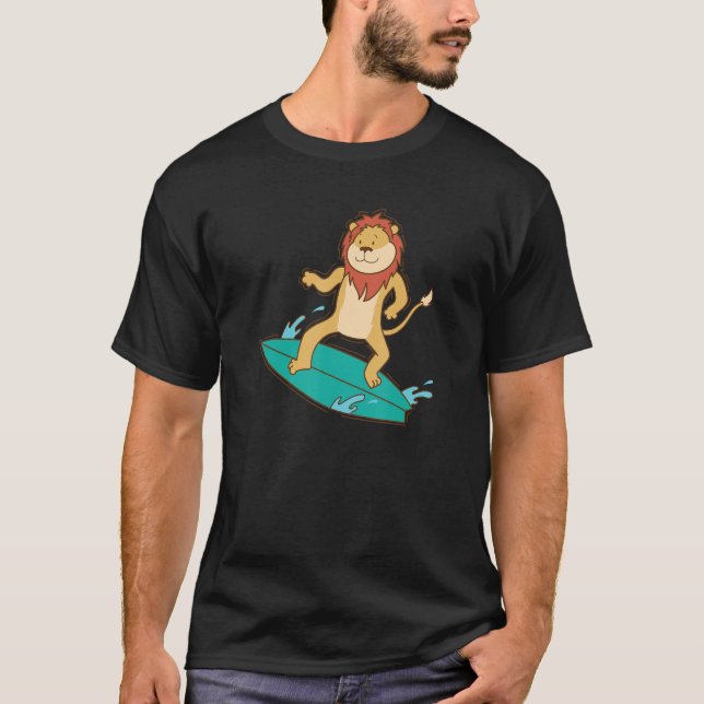 Lion surfing Lion Mane Africa T-Shirt (Front)