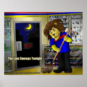 Lion Sweeps Tonight Funny Posters by Londons Times