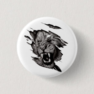 Lion T-Shirt 3 Cm Round Badge