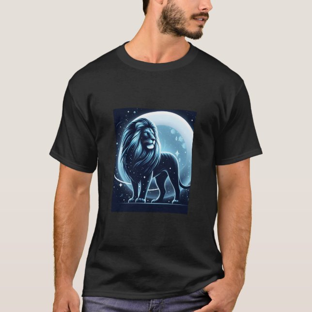 Lion T-Shirt  Galactic Pride in Blue (Front)