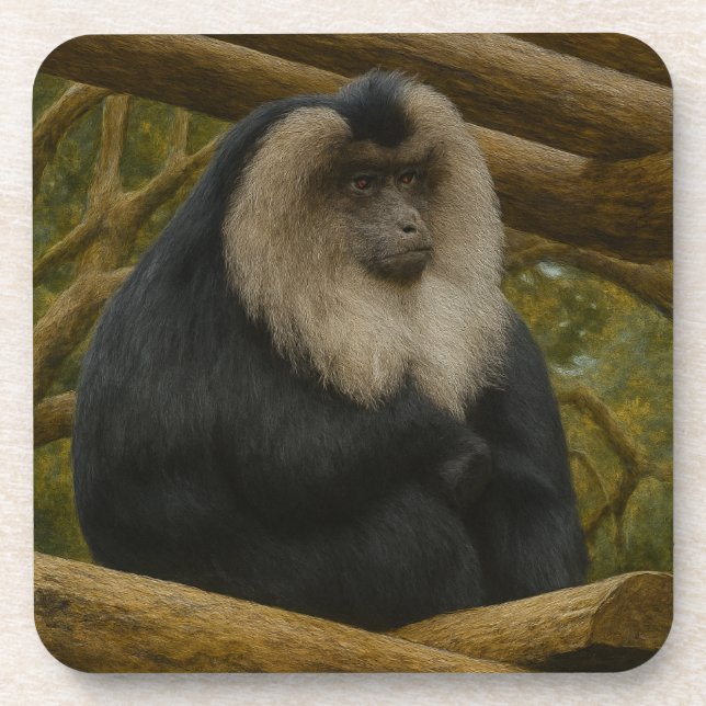 Lion-Tailed Macaque in Forest Sanctuary Coaster (Front)