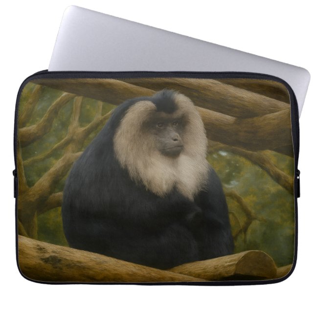 Lion-Tailed Macaque in Forest Sanctuary Laptop Sleeve (Front)
