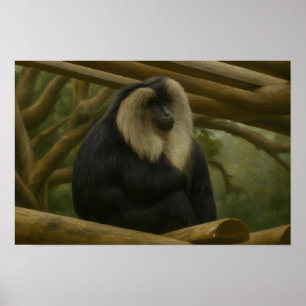 Lion-Tailed Macaque in Forest Sanctuary Poster