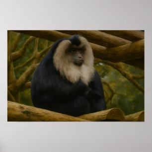 Lion-Tailed Macaque in Forest Sanctuary Poster