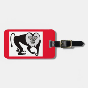 Lion-tailed MACAQUE- Monkey - Wildlife -Red Luggage Tag