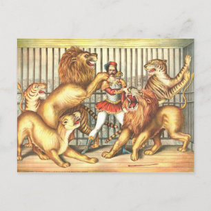 Lion Tamer Vintage Circus Postcard