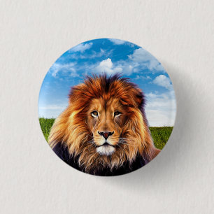 Lion The King of Forest 3 Cm Round Badge