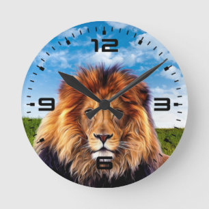 Lion The King of Forest Round Clock