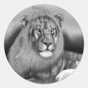 Lion & the Lamb Classic Round Sticker