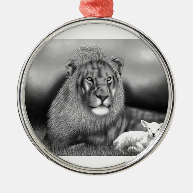 Lion & the Lamb Metal Tree Decoration (Front)