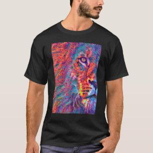 Lion The Majestic King Cute Color Wave Jungle Anim T-Shirt