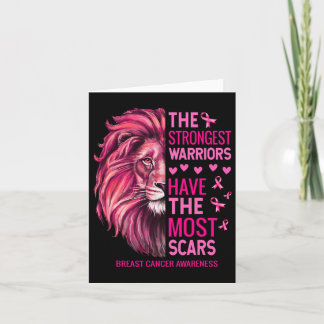 Lion The Strongest Warriors Breast Cancer Awarenes Card