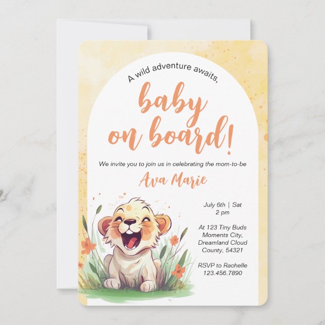 Lion Themed Baby Shower Invitation (Front)