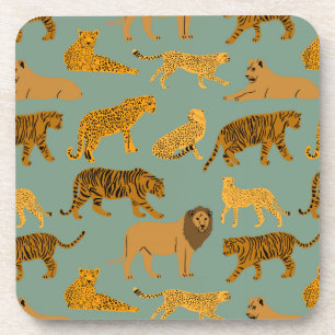 Lion, Tiger and Leopard Pattern  Coaster