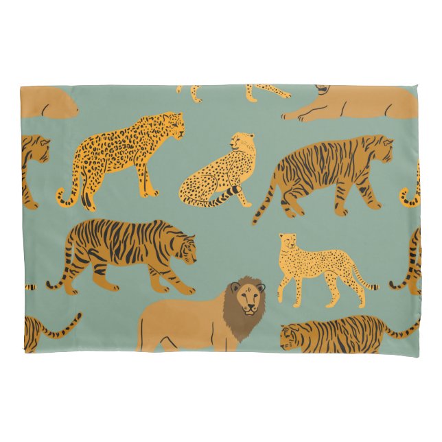 Lion, Tiger and Leopard Pattern  Pillowcase (Front)