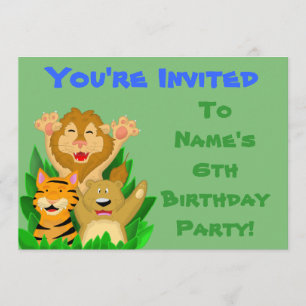 Lion Tiger Bear Kids Birthday Party Invitation